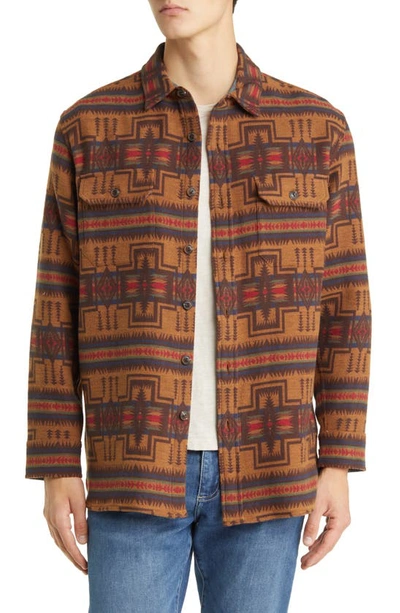 Pendleton Driftwood Geo Print Chamois Button-up Shirt In Brown