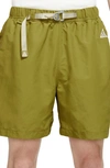 Nike Acg Trail Straight-leg Belted Shell Shorts In Green