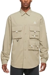 Nike Acg Dri-fit Uv Devastation Trail Button-up Shirt In Neutral Olive/(summit White)