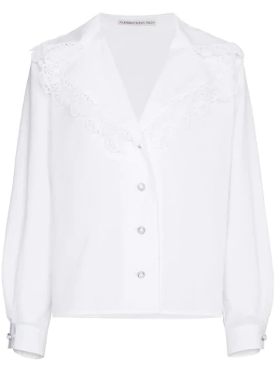 Alessandra Rich Lace-trimmed Cotton-poplin Shirt In White