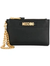 Moschino Logo Plaque Clutch Bag In Black