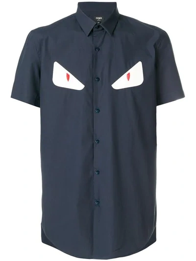 Fendi Navy Short Sleeve 'bag Bugs' Shirt In Blue