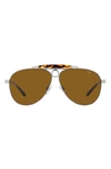 Polo Ralph Lauren 61mm Aviator Sunglasses In Silver