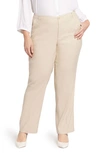 Nydj Marilyn Straight Leg Linen Blend Trousers In Feather