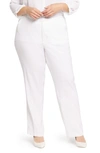 Nydj Marilyn Straight Leg Linen Blend Trousers In Optic White