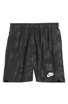 Nike Kids' Sportswear Print Shorts In Black/ White