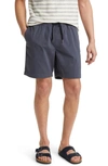 Treasure & Bond Solid Deck Stretch Cotton Shorts In Navy India Ink