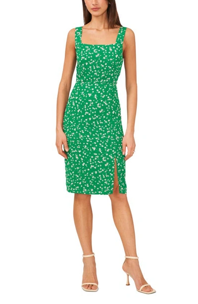 Halogen Floral Square Neck Dress In Jolly Green
