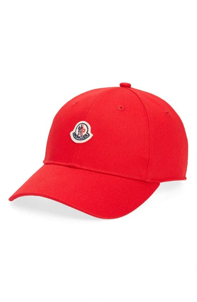Moncler Kids' Logo Patch Baseball Cap In Red