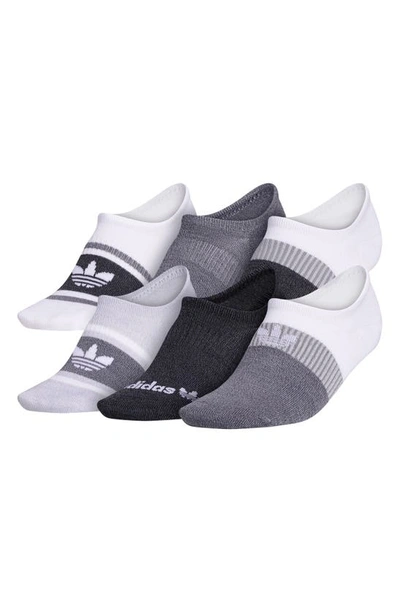 Adidas Originals Assorted 6-pack Superlite Super No-show Performance Socks In White/ Onix Grey/ Black-onix