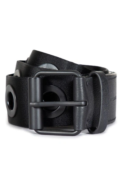 Allsaints Grommet Webbing Belt In Black