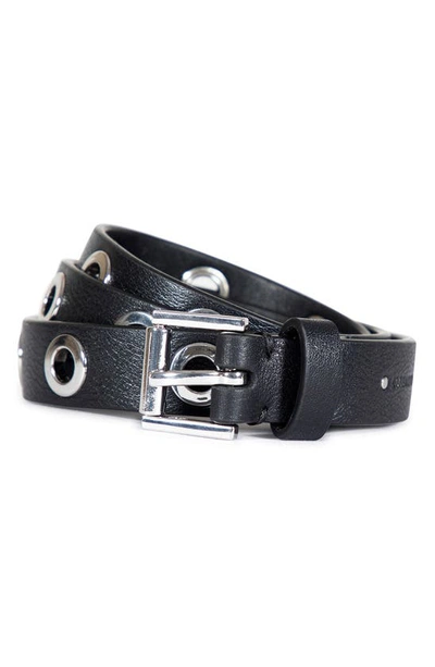 Allsaints Eyelet Leather Belt In Black