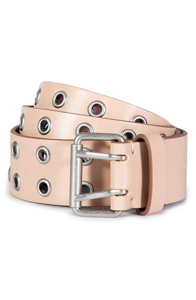 Allsaints Leather Grommet Belt In Pink