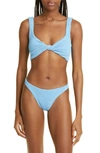 Hunza G Jean Crinkle Twist Two-piece Swimsuit In Sky Blue
