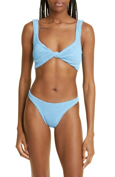 Hunza G Jean Crinkle Twist Two-piece Swimsuit In Sky Blue