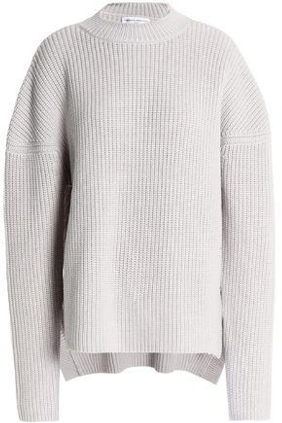 Amanda Wakeley Woman Ribbed Merino Wool Sweater Light Gray