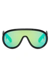 Loewe Mirror Acetate Shield Sunglasses In Shiny Black Green