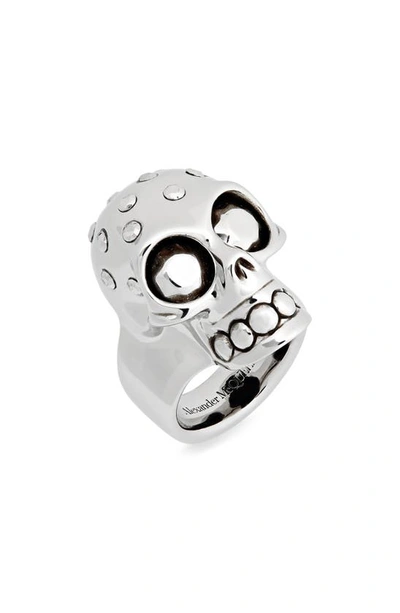 Alexander Mcqueen The Knuckle Skull Ring In 0446-mcq0911sil.v.b Antil