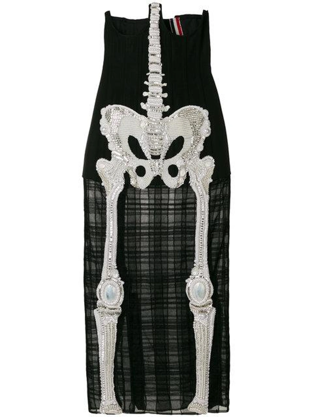thom browne skeleton dress Trouser Length Cardigan Skirt In Crystal Embroidery In Black wrap around dress Wedding Dress With White Color:BURG-MULTI