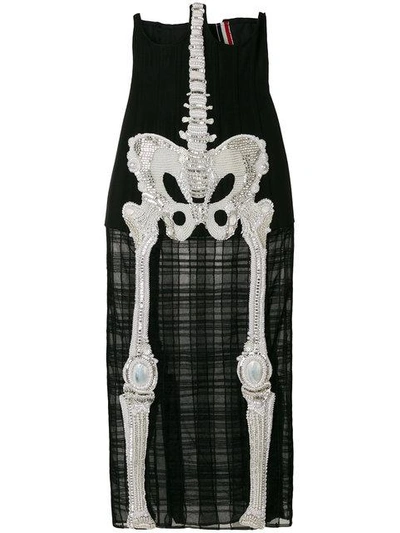 Thom Browne Trouser Length Cardigan Skirt In Crystal Skeleton Embroidery In  Black | ModeSens