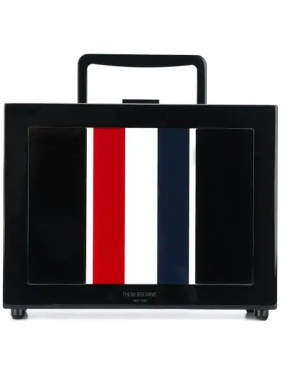 Thom Browne Rwb Stripe Plexiglass Lunchbox Bag In 001 Black