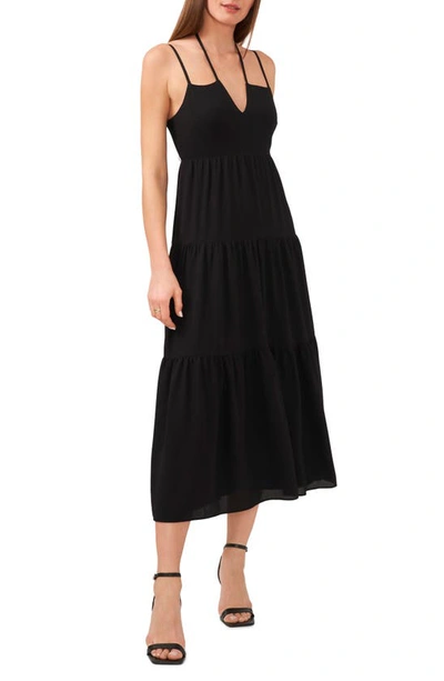1.state Tie Back Tiered Midi Dress In Rich Black