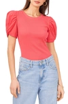 1.state Puff Sleeve Cotton Tee In Light Crimson