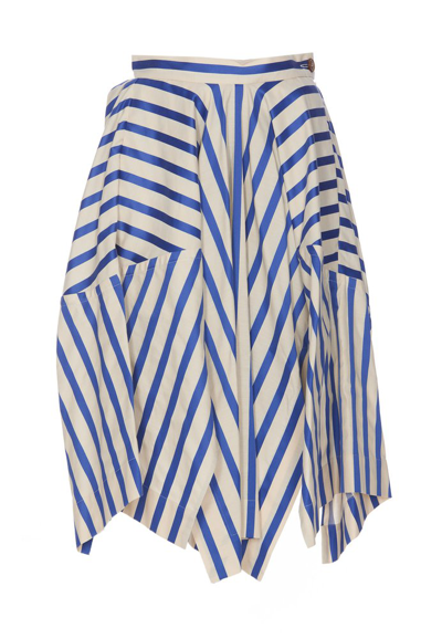 Vivienne Westwood Asymmetric Striped Skirt In A202 Blue/white