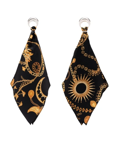 Marine Serre Regenerated Silk Scarf Earrings In Multi