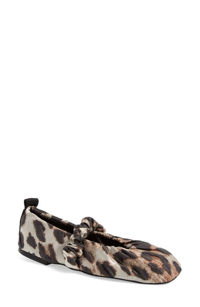 Ganni Scrunchie Animal-print Ballerina Flats In Leopard