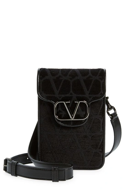 Valentino Garavani Mini Locò Vlogo Monogram Toile Canvas Crossbody Bag In 0no - Black