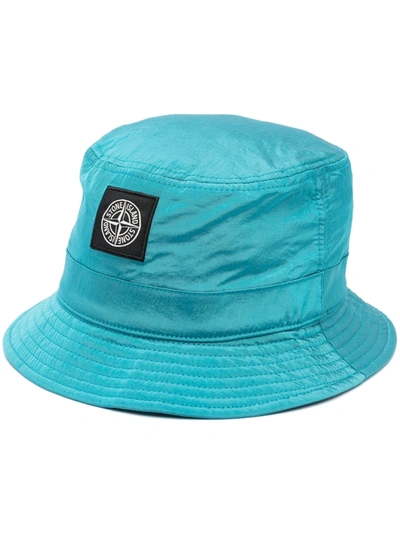 Stone Island Logo-patch Bucket Hat In Turquoise | ModeSens