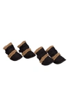 Pet Life Faux Shearling & Suede "duggz" Dog Shoes In Black And Brown