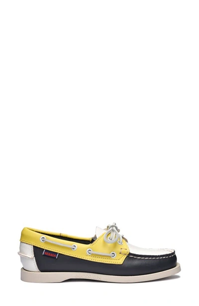 Sebago Portland Spinnaker Water Resistant Boat Shoe In Navy - Yellow - White