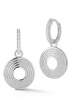 Sphera Milano Cubic Zirconia Drop Circle Huggie Hoop Earrings In Silver