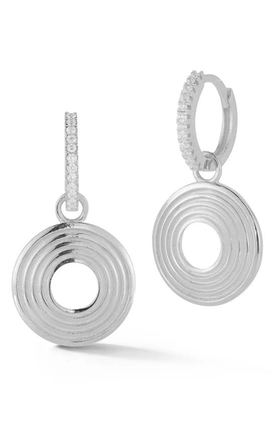 Sphera Milano Cubic Zirconia Drop Circle Huggie Hoop Earrings In Silver