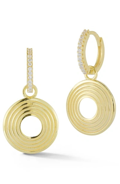 Sphera Milano Cubic Zirconia Drop Circle Huggie Hoop Earrings In Gold
