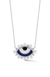 Sphera Milano Cubic Zirconia & 2–3mm Cultured Pearl Evil Eye Pendant Necklace In Silver