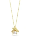 Sphera Milano Cultured Freshwater Pearl Bee Pendant Necklace In Gold