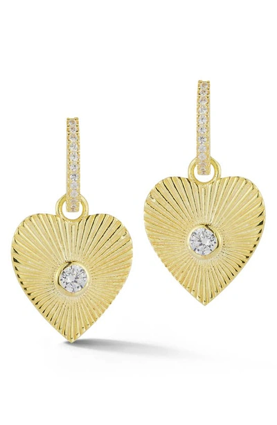 Sphera Milano Cubic Zirconia Heart Drop Huggie Hoop Earrings In Gold