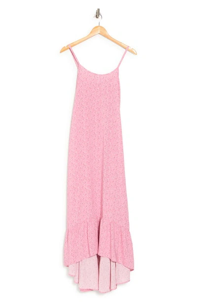 Love...ady Ditsy Floral Print High-low Ruffle Dress In Pink