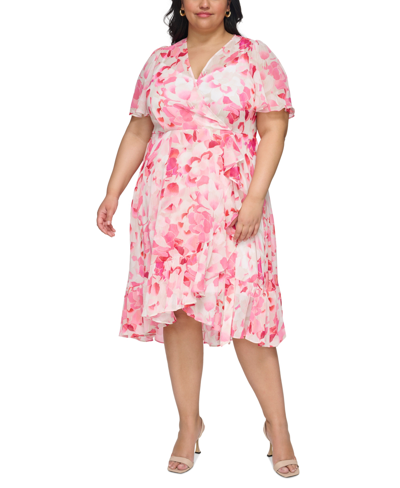 Pink Floral Wrap Dress Calvin Klein Floral Print Dress Calvin