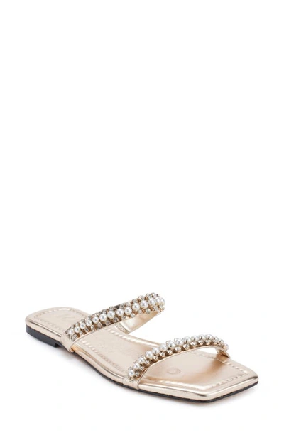 Karl Lagerfeld Women's Payzlee Slip-on Embellished Slide Sandals In Champagne