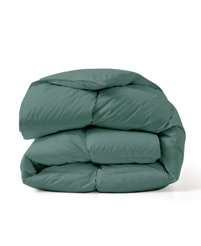 Unikome Cotton Fabric Baffled Box All Season Colored Goose Feather And Down Comforter, Full/queen In Green