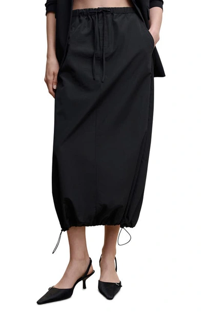 Mango Tie Waist Parachute Midi Skirt In Black