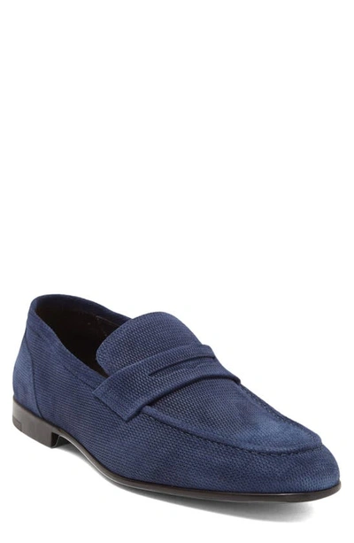Bruno Magli Lauro Penny Loafer In Navy Suede
