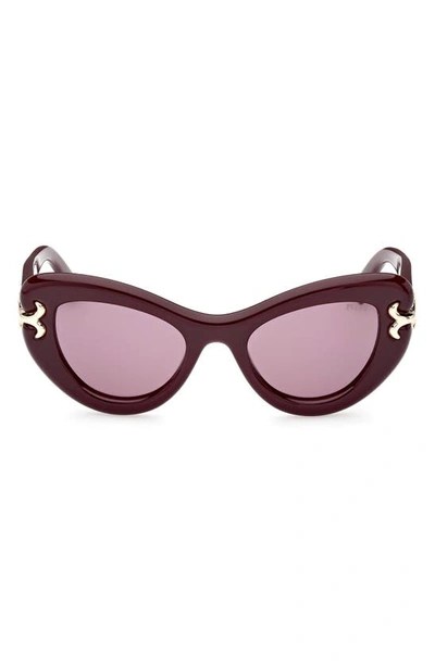 Emilio Pucci 50mm Small Cat Eye Sunglasses In Shiny Violet / Bordeaux