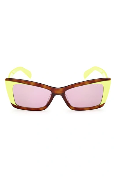 Emilio Pucci 54mm Geometric Sunglasses In Blonde Havana / Violet