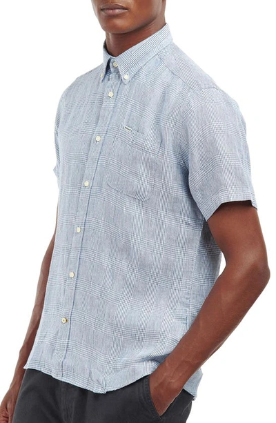 Barbour Marwood Tailored Fit Short Sleeve Button-down Shirt In Blue