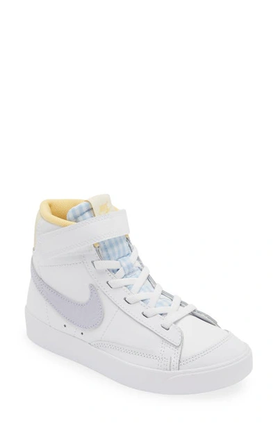 Nike Kids' Blazer Mid '77 Bp High Top Basketball Sneaker In White/oxygen Purple/coconut Milk